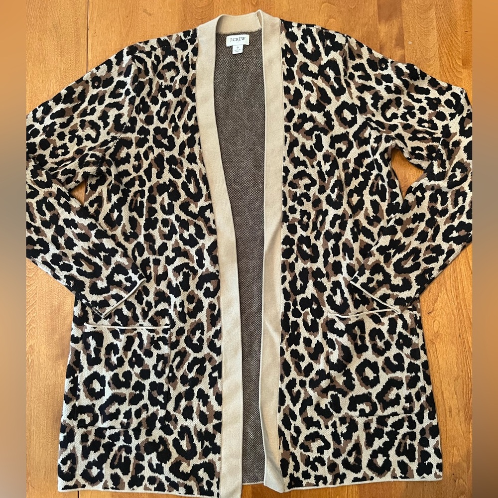 J.Crew Factory Open Front Leopard Print Cardigan